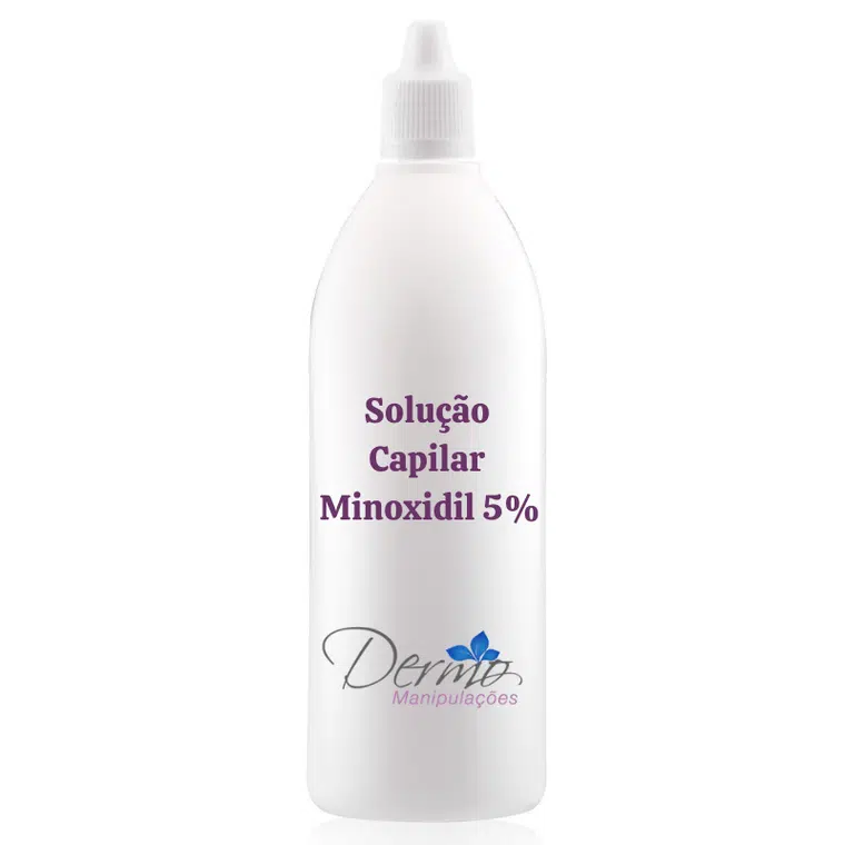 A imagem mostra um produto para o tratamento da calvície.