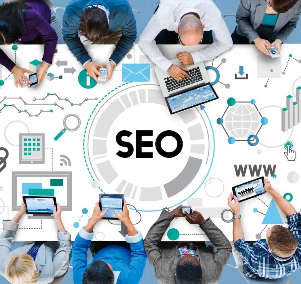 A imagem mostra de forma simplificada uma representação do SEO.
